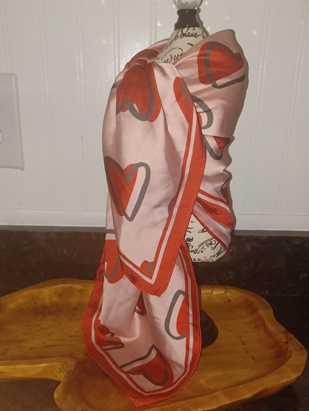 Romantic Heart Print Satin Bandana | 28x28 Square Head Scarf New Without Tags
